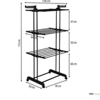 Clothes Airer Clothes Drying Rack Indoor Clothes Horse Laundry Clothes Rack Clothes Dryer 4 Tier Foldable Space Saving With Shoe Rack Stainless Steel Easy Storage