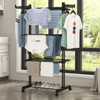 Clothes Airer Clothes Drying Rack Indoor Clothes Horse Laundry Clothes Rack Clothes Dryer 4 Tier Foldable Space Saving With Shoe Rack Stainless Steel Easy Storage
