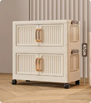 Foldable Storage Bins 128QT with Lid, Magnetic Doors & Lockable Wheels, Stackable storage Boxes for Living Room, Office, Kitchen, Dorm