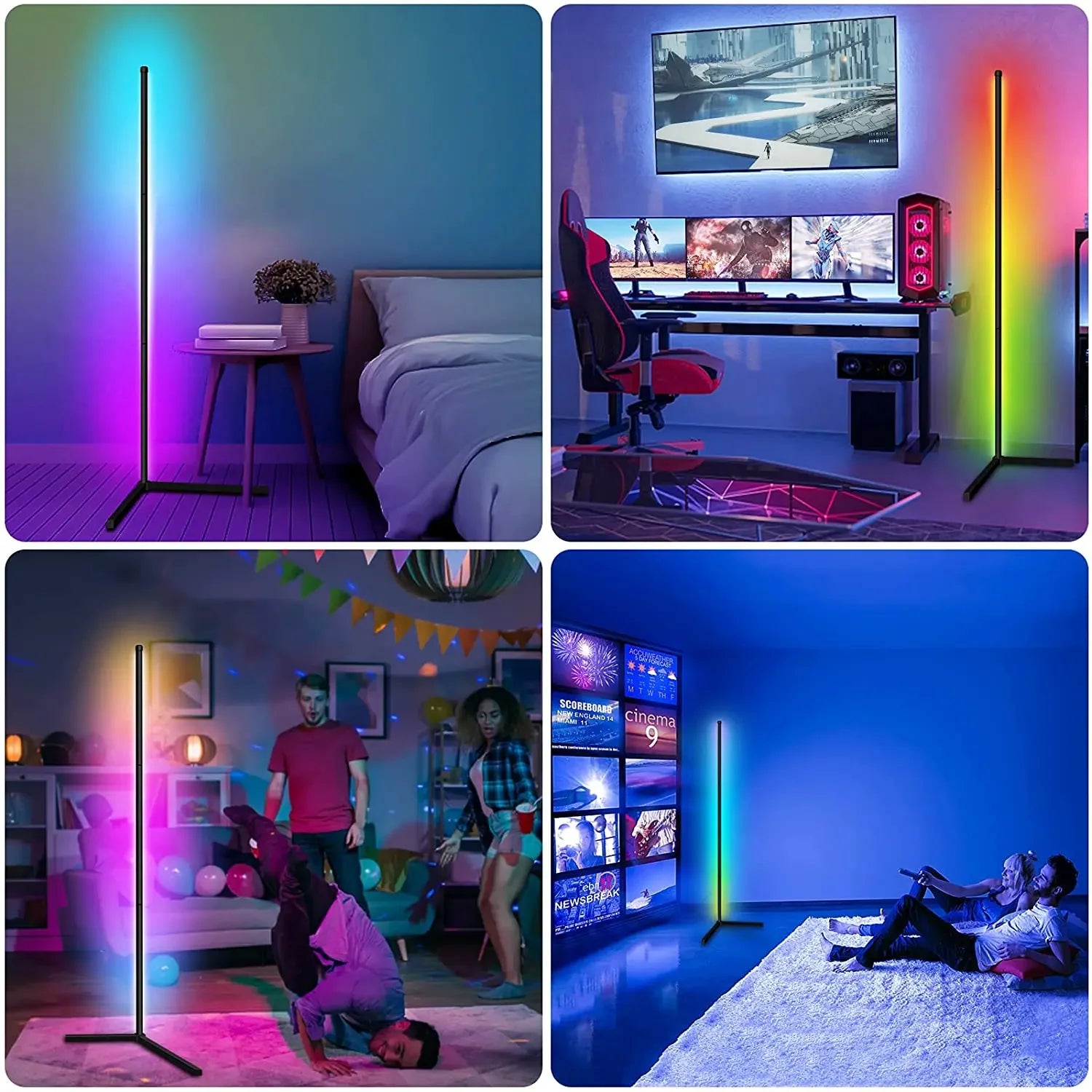 Dimmable RGB Corner Floor Lamp - 140cm Smart LED Mood Light for Living Room and Bedroom, Nordic Home Decor