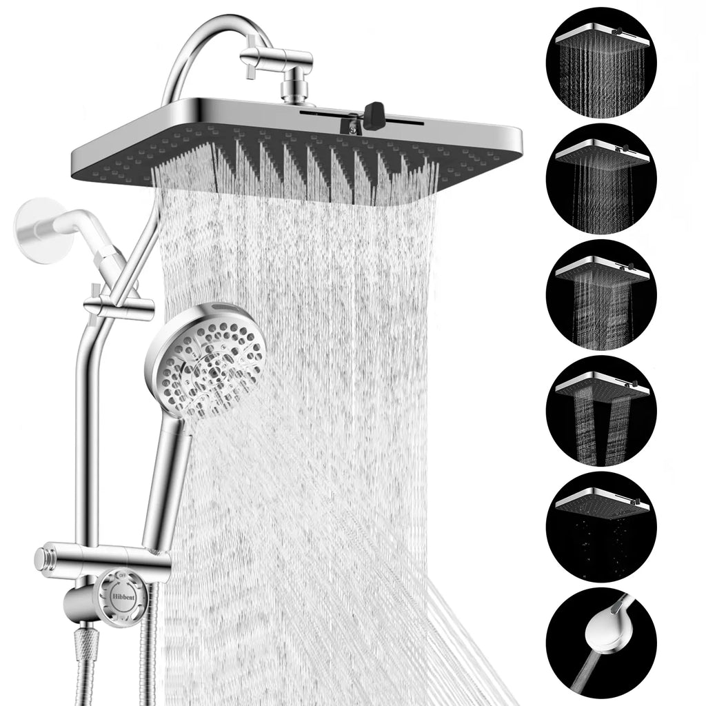 High-Pressure Rainfall Shower Head Combo – 10-Mode Handheld Sprayer & Adjustable Extension Arm