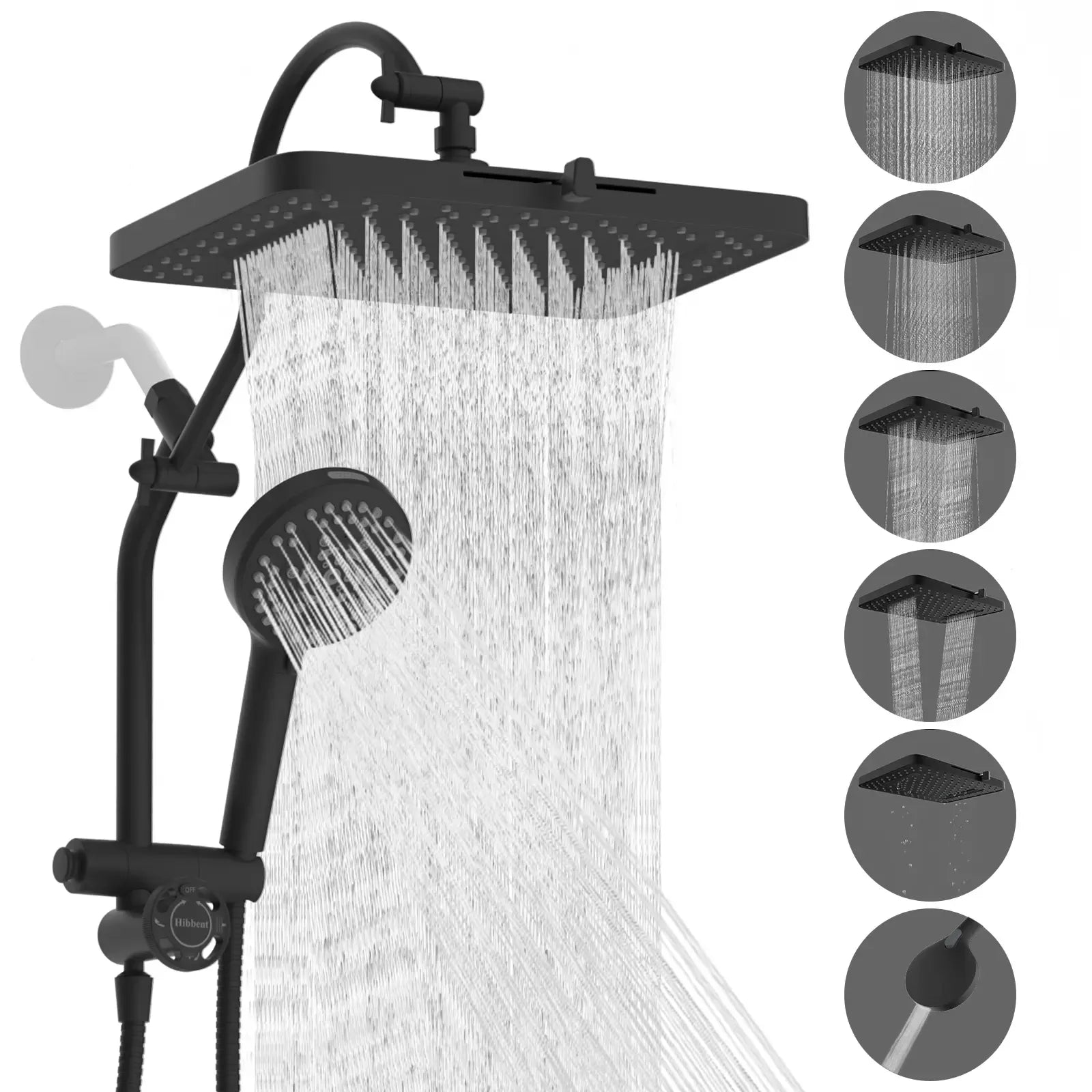13-Inch High-Pressure Rainfall Shower Head Combo – 10-Mode Handheld Sprayer & Adjustable Extension Arm