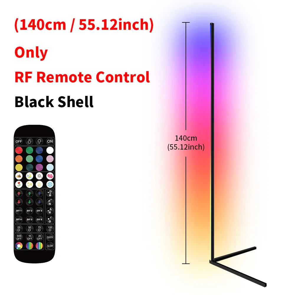 Dimmable RGB Corner Floor Lamp - 140cm Smart LED Mood Light for Living Room and Bedroom, Nordic Home Decor