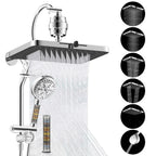 High-Pressure Rainfall Shower Head Combo – 10-Mode Handheld Sprayer & Adjustable Extension Arm