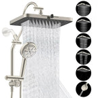 High-Pressure Rainfall Shower Head Combo – 10-Mode Handheld Sprayer & Adjustable Extension Arm