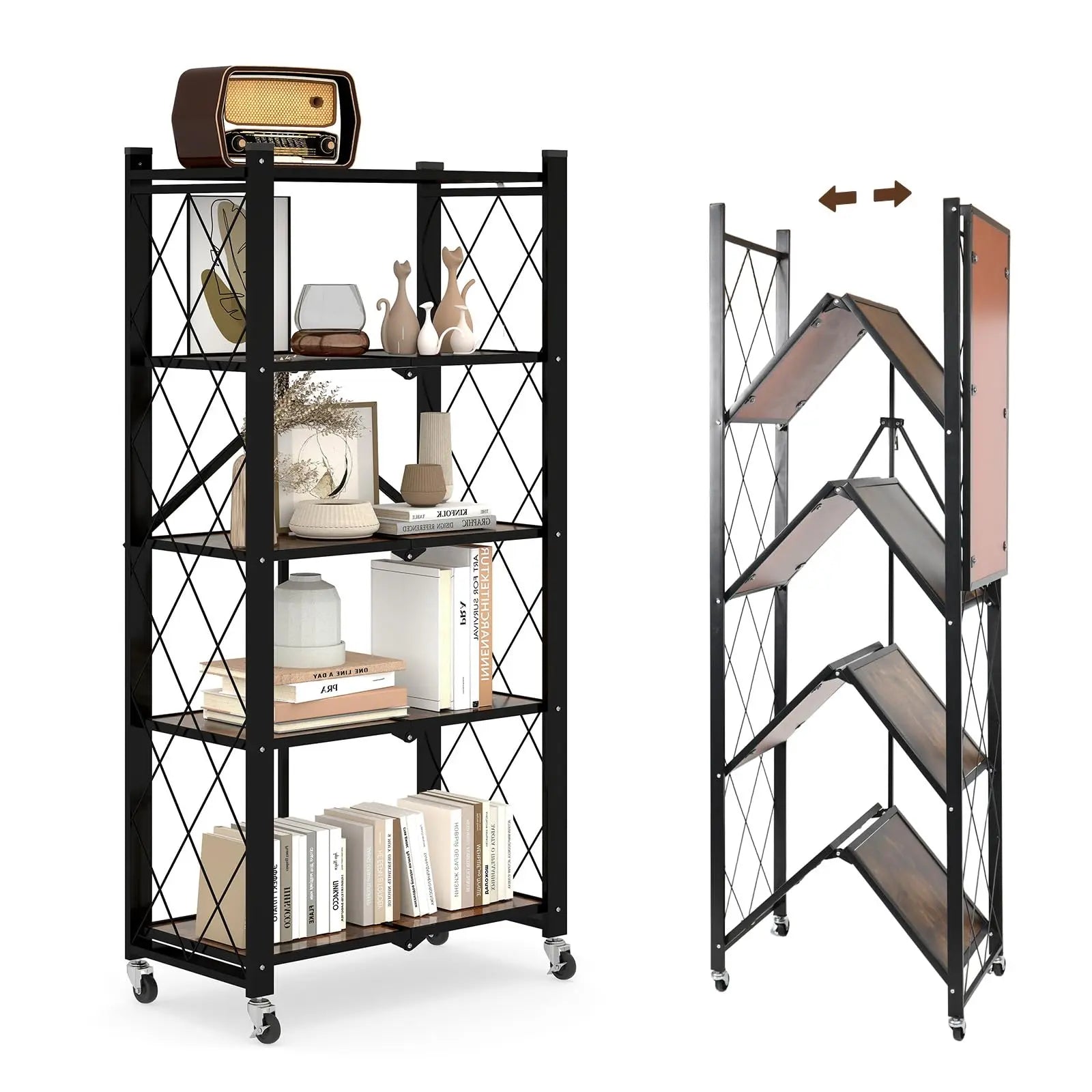 Portable Foldable Metal Steel Storage Rack, No Assembly Required