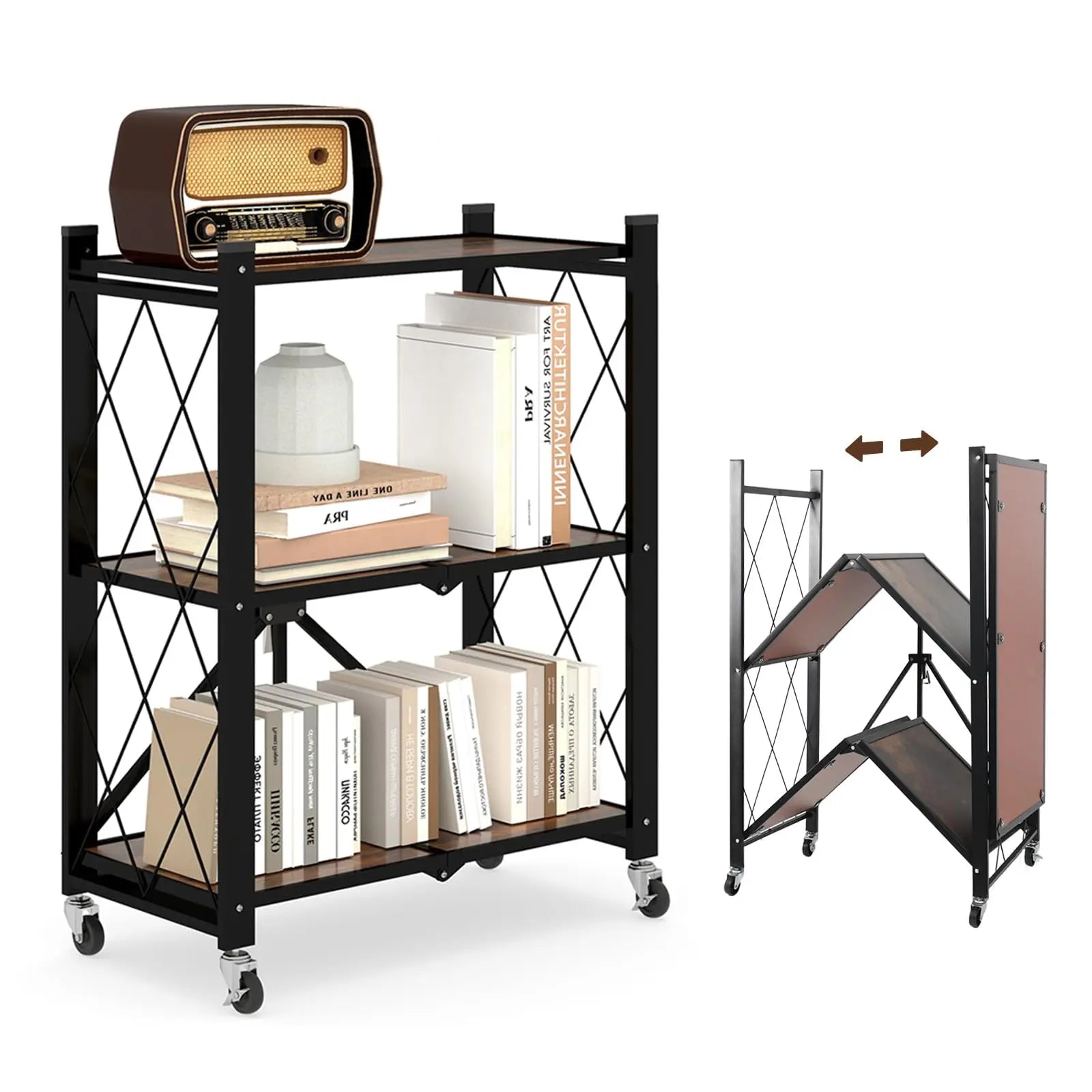 Portable Foldable Metal Steel Storage Rack, No Assembly Required