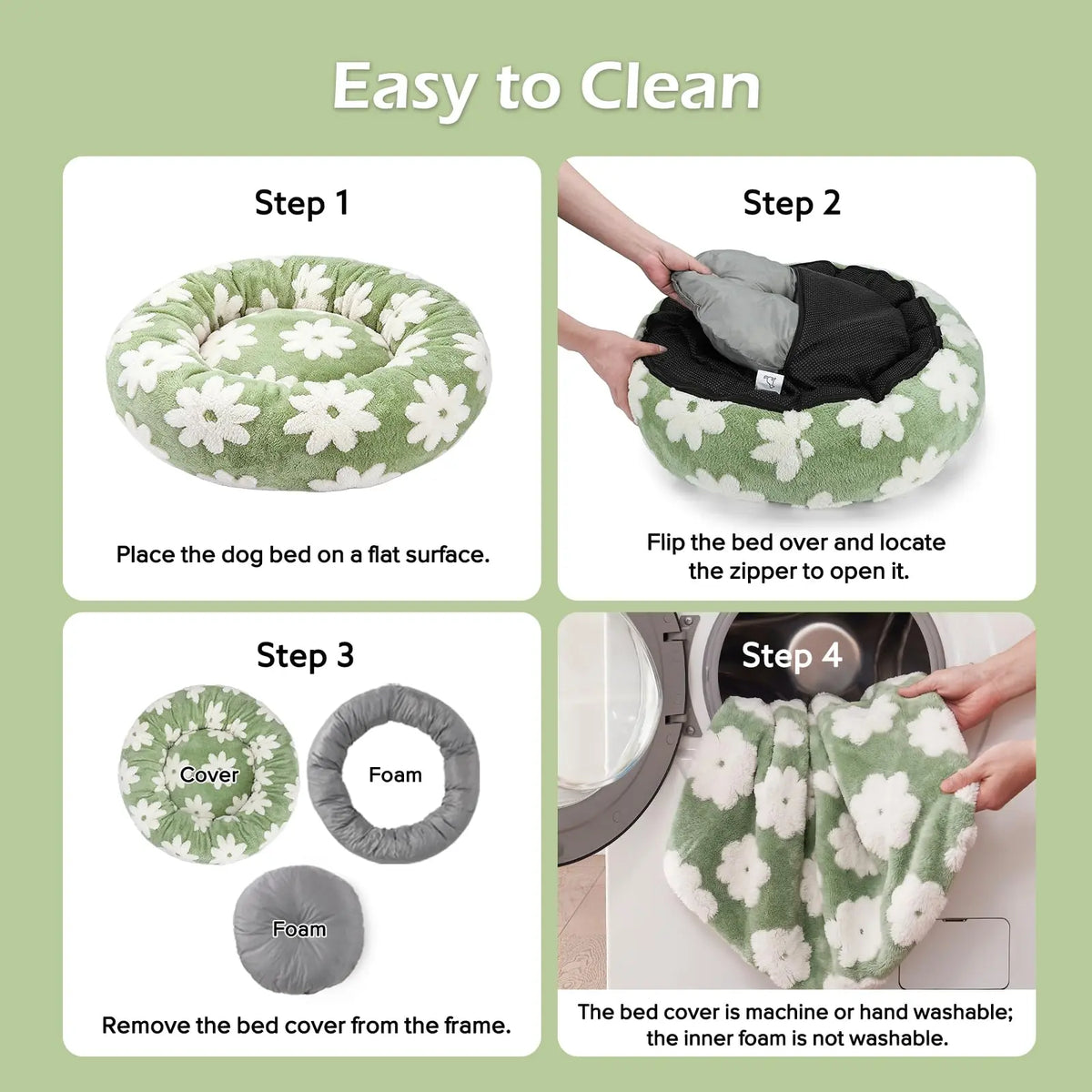 Texture doughnut-shaped round dog bed, detachable and washable cover