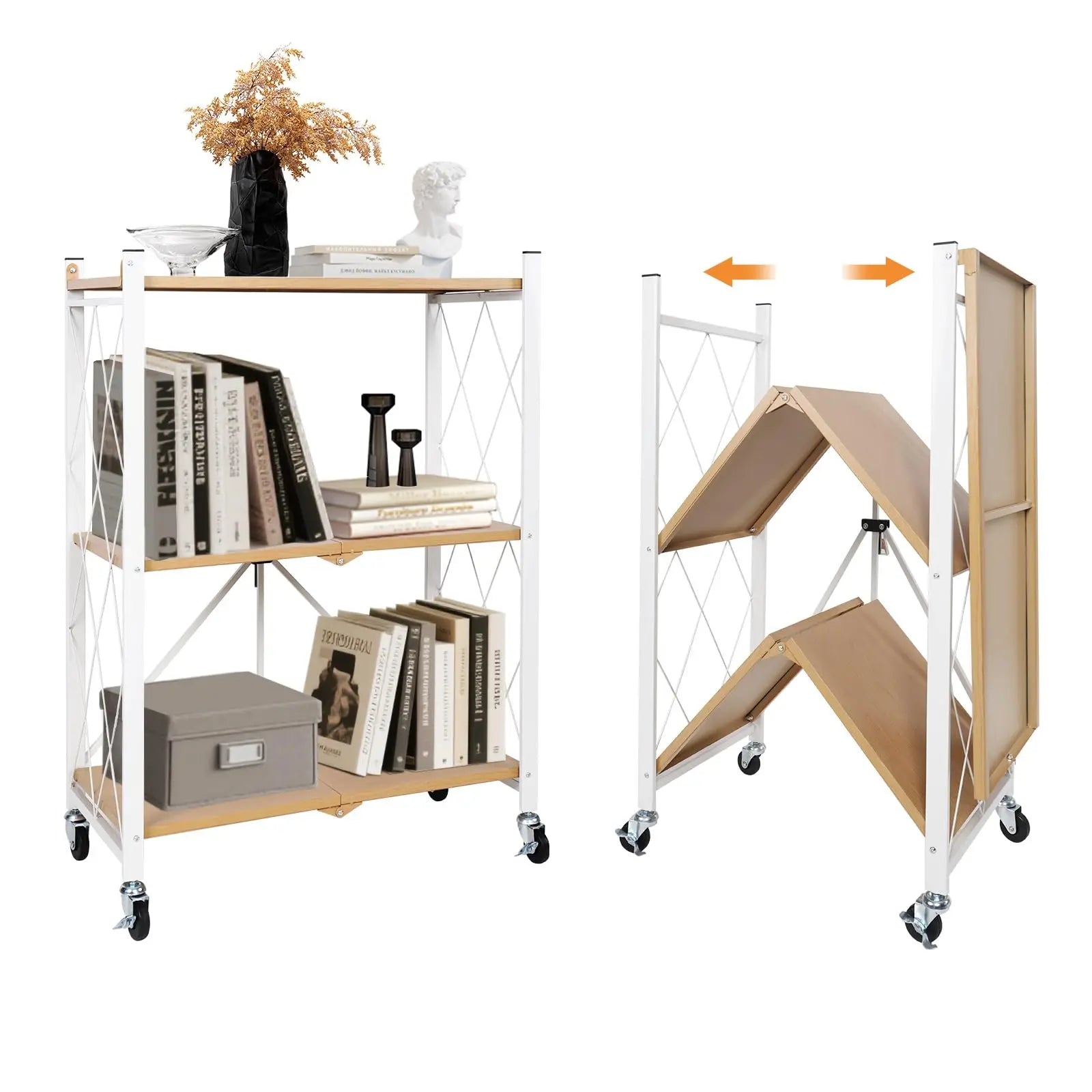 Portable Foldable Metal Steel Storage Rack, No Assembly Required