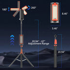 Rechargeable Portable 3-Head LED Work Light Camping Flashlight with 67-Inch Adjustable Tripod