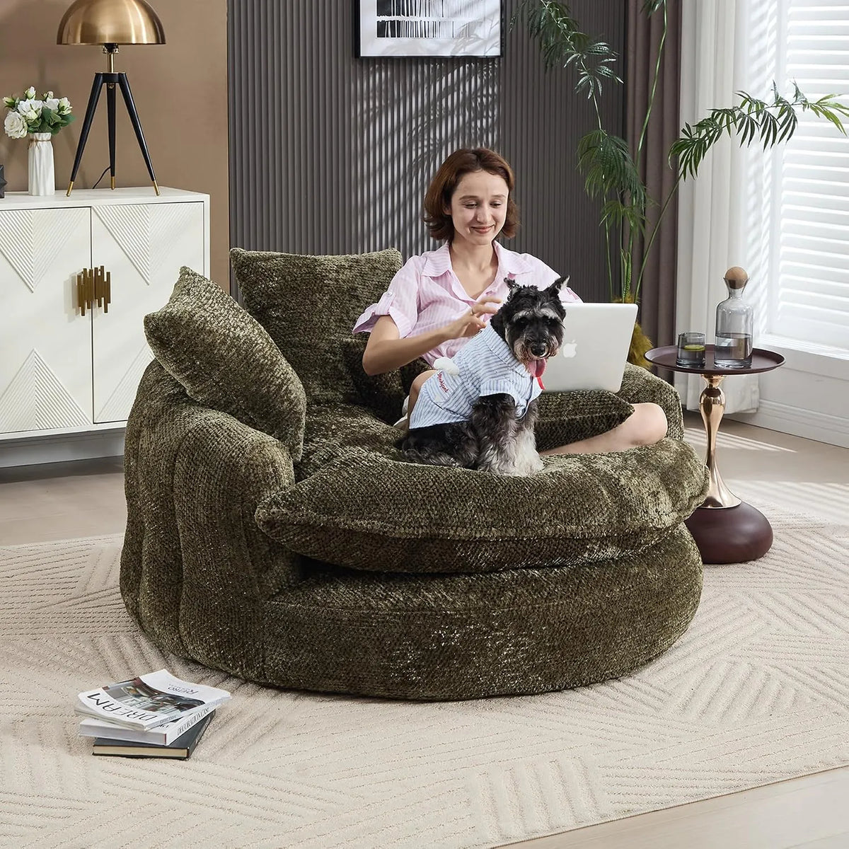 Extra-large plush sheepskin casual sofa