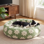 Texture doughnut-shaped round dog bed, detachable and washable cover