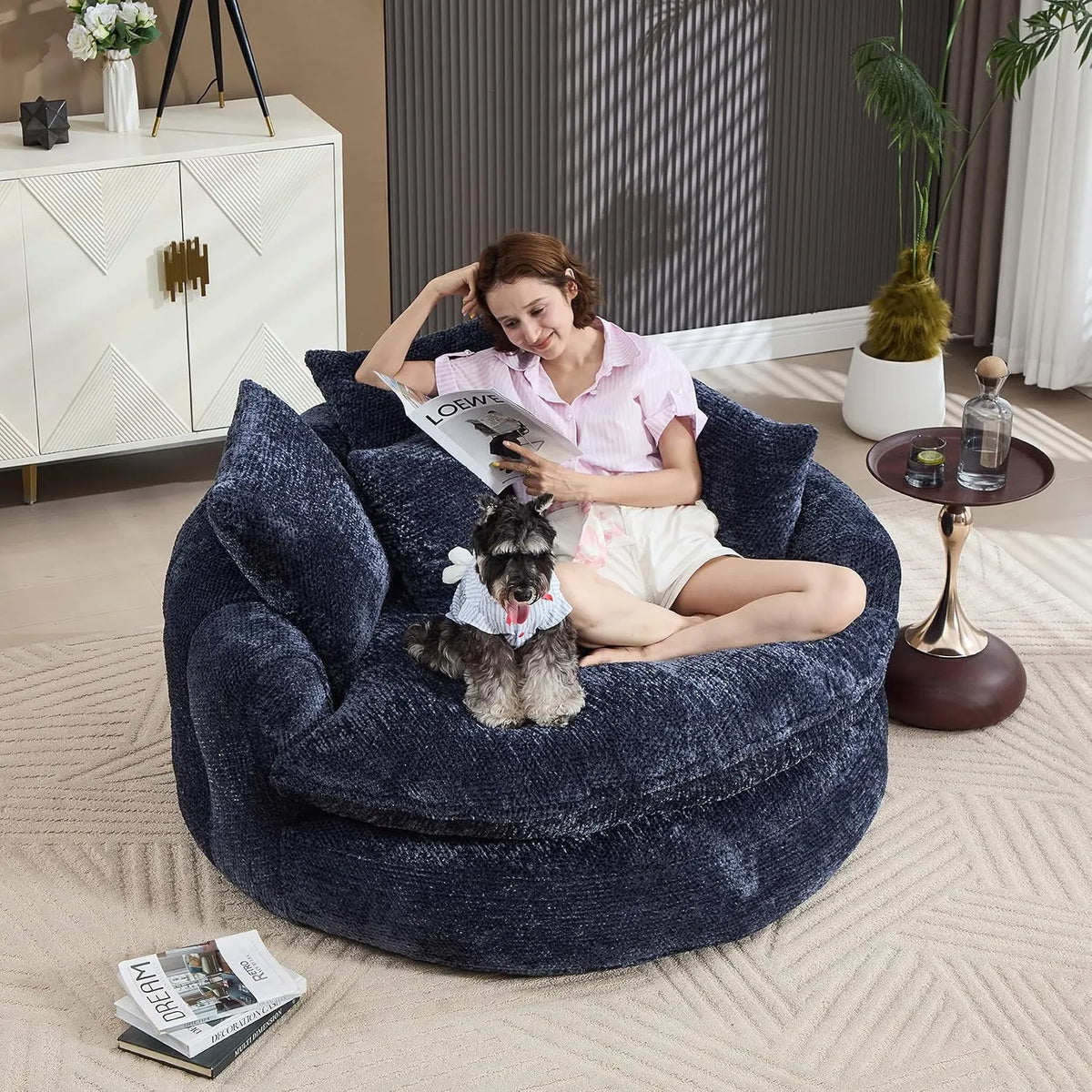 Extra-large plush sheepskin casual sofa
