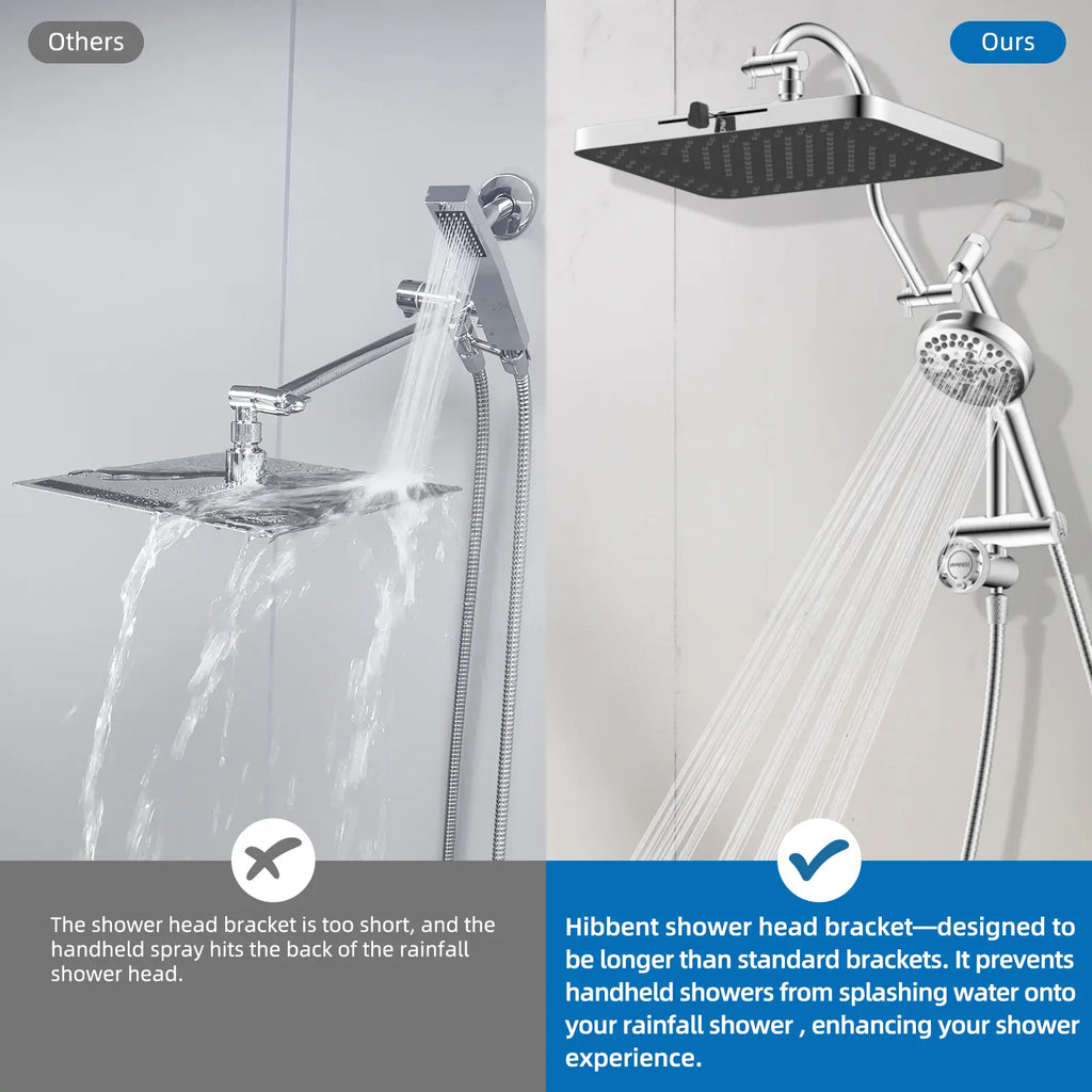 High-Pressure Rainfall Shower Head Combo – 10-Mode Handheld Sprayer & Adjustable Extension Arm