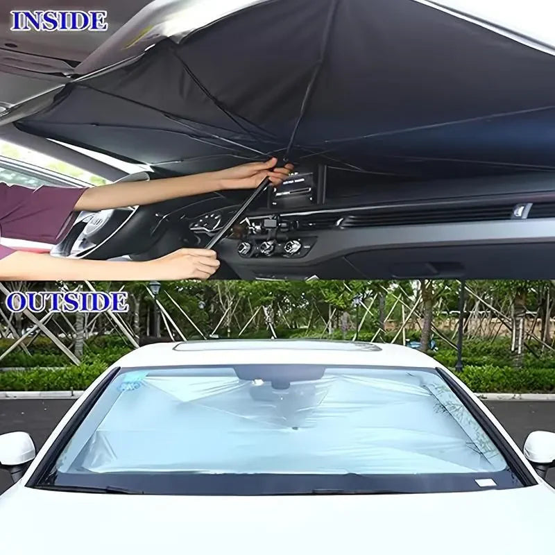 ☀️Car Sunshade – Effective Heat Insulation, UV Block & Easy Foldable Auto Windshield Protector
