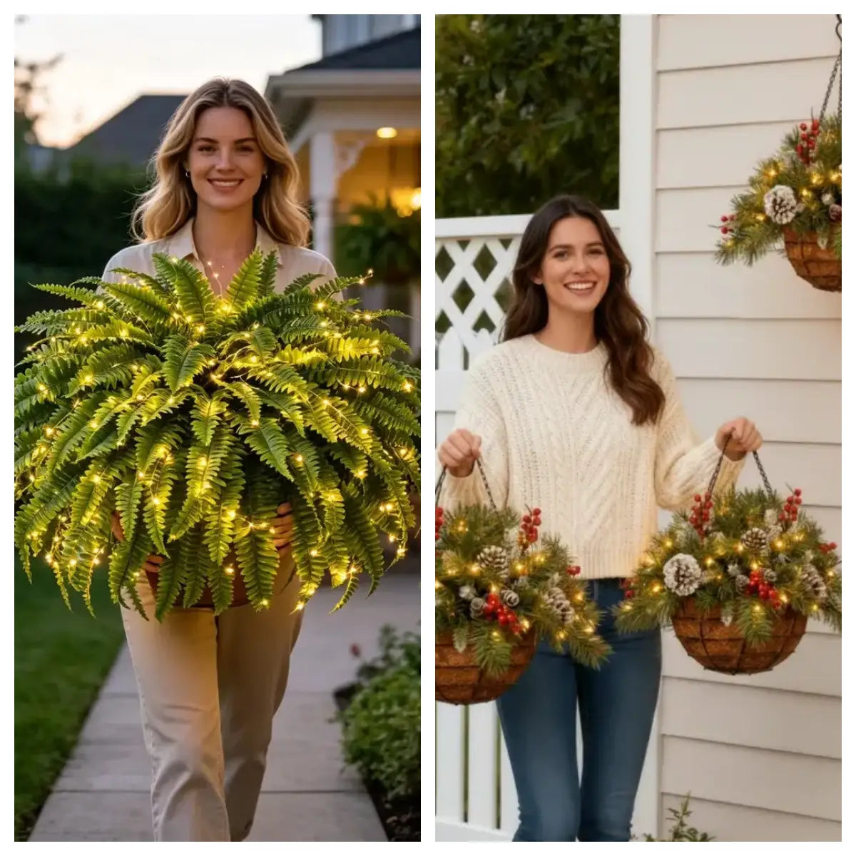 🔥Christmas Hot Sale🏆-🎄Pre-Lit Artificial Christmas Hanging Basket