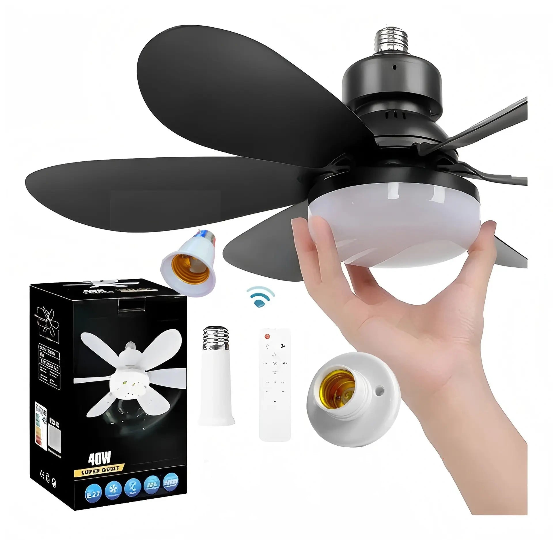 ⏰LAST DAY SALE 70% OFF🔥40W LED Ceiling Fan Light – 20.5” Ultra-Quiet with Remote 🎯 | E27 + FREE B22 Adapter 🔌 | For Bedroom 😴, Kitchen 👩‍🍳 & Garage 🛠️