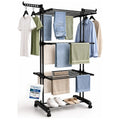 Clothes Airer Clothes Drying Rack Indoor Clothes Horse Laundry Clothes Rack Clothes Dryer 4 Tier Foldable Space Saving With Shoe Rack Stainless Steel Easy Storage