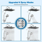 High-Pressure Rainfall Shower Head Combo – 10-Mode Handheld Sprayer & Adjustable Extension Arm