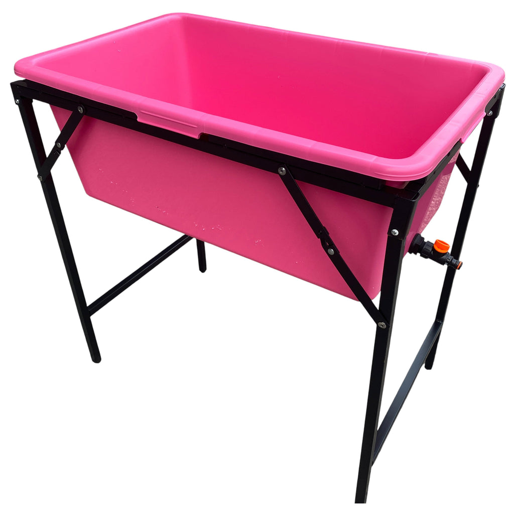 Rosa Hundebadewanne mit Ablaufventil (Schwarz) und Ständer für DIY-Werkstattzubehör