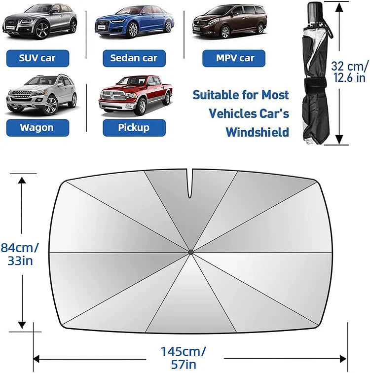☀️Car Sunshade – Effective Heat Insulation, UV Block & Easy Foldable Auto Windshield Protector